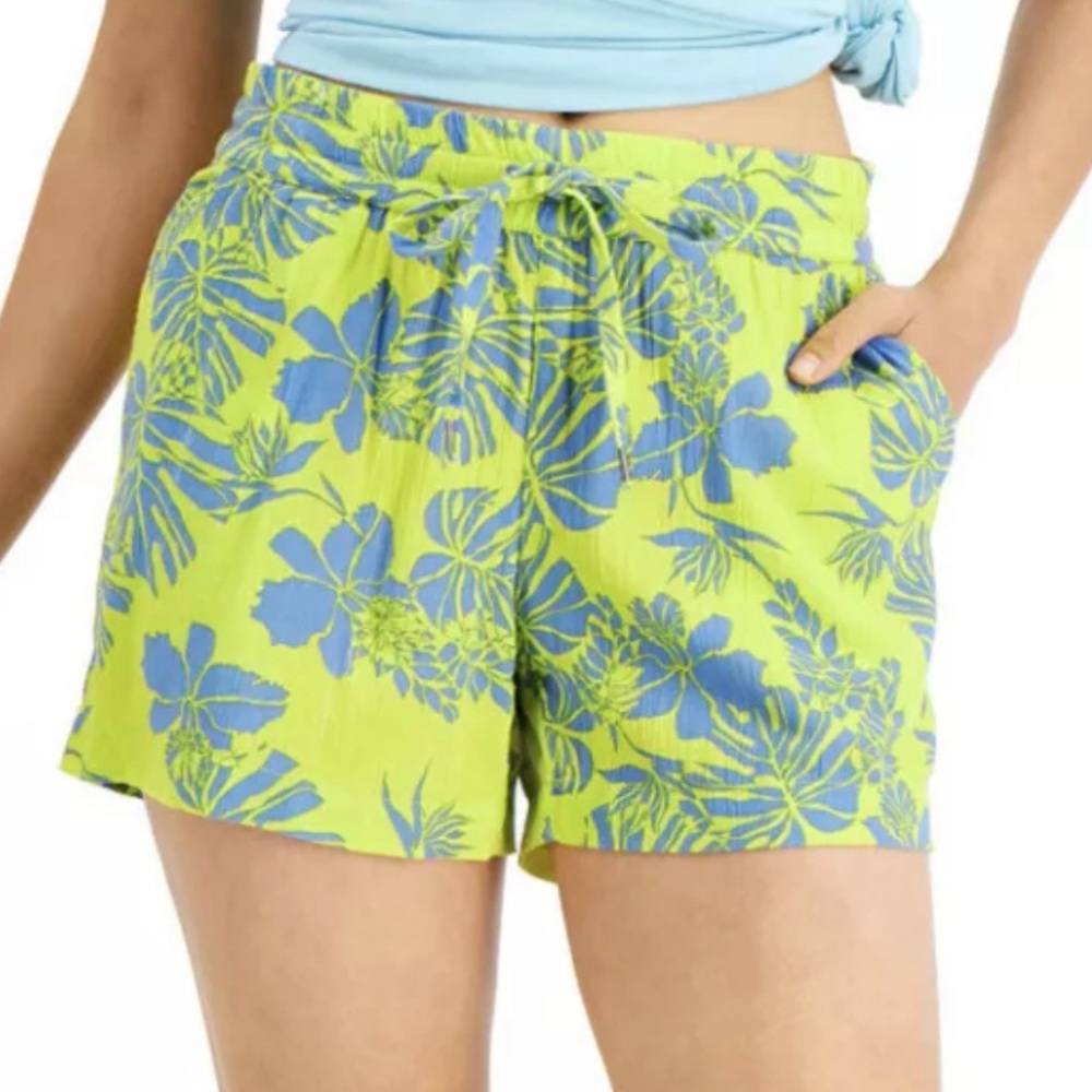 Style & Co Mid Rise Tie Waist Yellow Breeze Shorts Size XL NWT